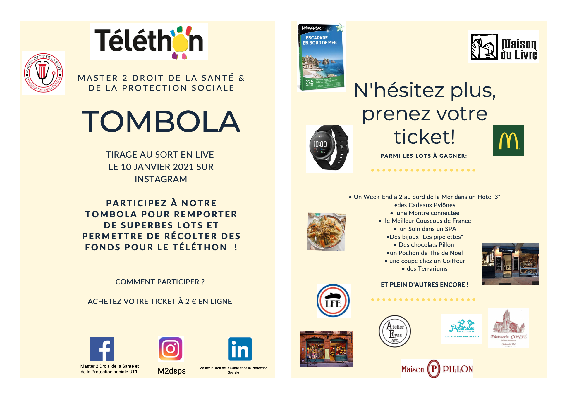 Tombola M2 du Téléthon on compte sur vous